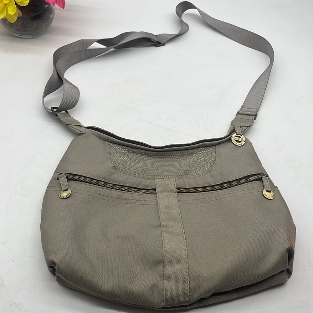 Travelon Gray Crossbody Bag Orange Lining NYB4155